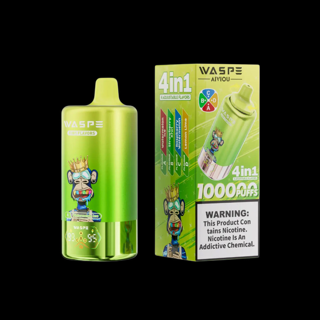 WASPE 100K 4in1 Watermelon Ice | Strawberry Kiwi | Raspberry Watermelon | Lemon Lime